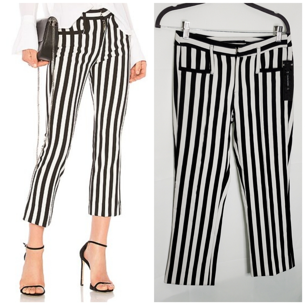 NWT Calvin Rucker Cropped Trouser in Black & Off White ~ Estimated Size 28